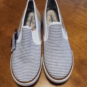 Tommy Bahama Blue and White Striped Sneakers